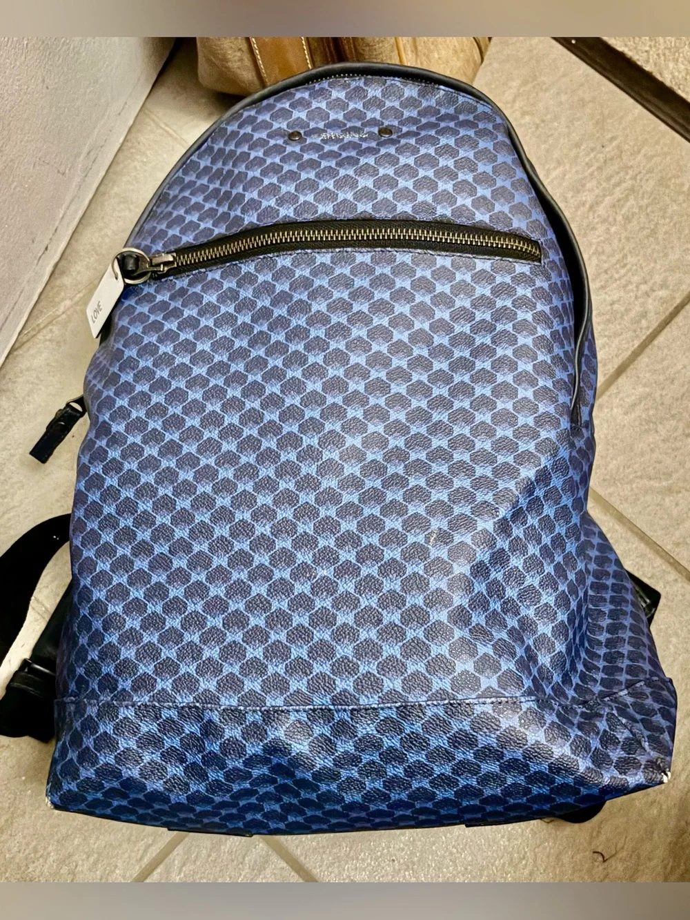 Verona Unisex Blue Patterned Backpack leather